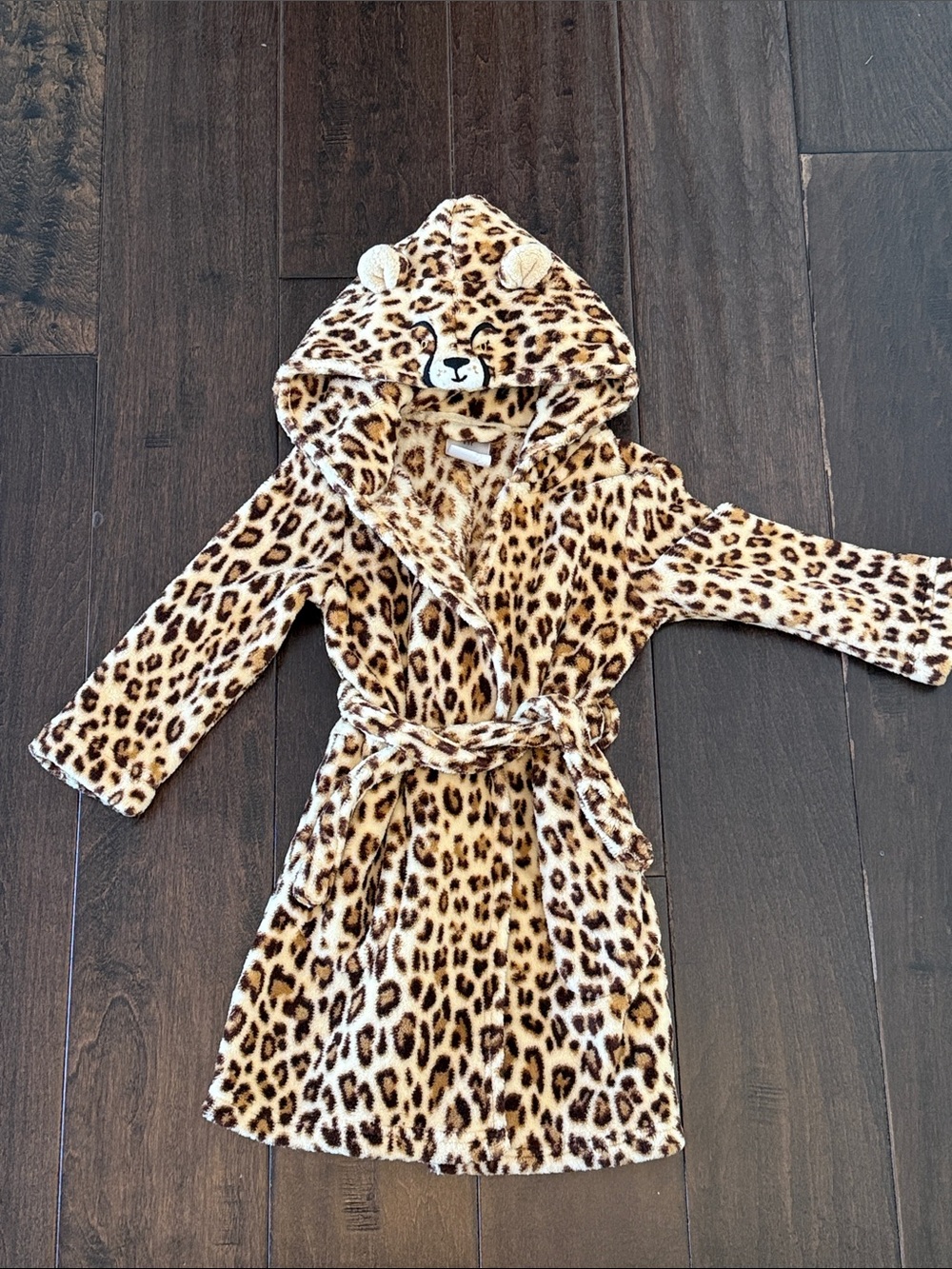 Gap Baby Leopard Print Kids Hooded Robe with Ears - Brown